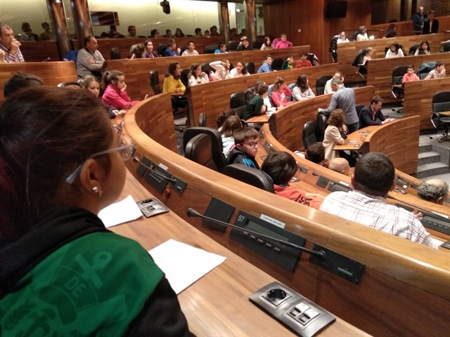 Estudantes do Occidente asturiano protagonizan un pleno infantil no Parlamento