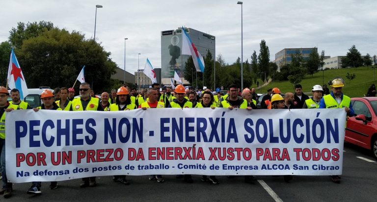 Os obreiros de Alcoa San Cibrao manifestaranse o sábado na Coruña coas electrointensivas galegas