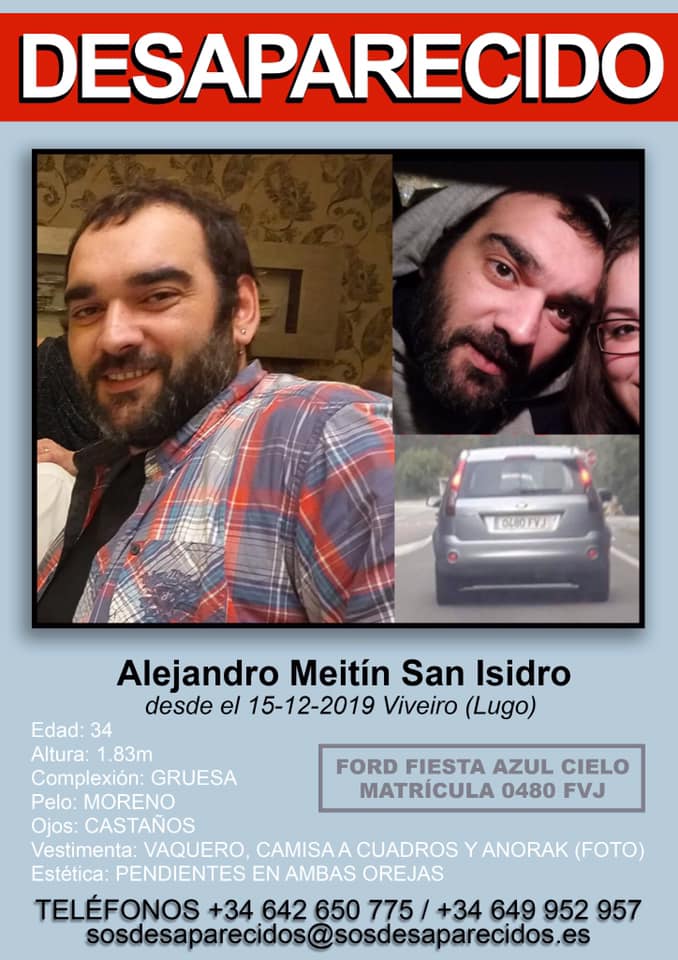 Continúa sen pistas a búsqueda de Alejandro Meitín San Isidro, que falta en Viveiro