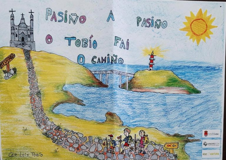 O alumnado de viveiro saca os lapis de cores para difundir o Camiño do Mar
