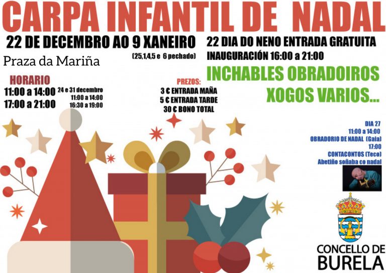 O Concello de Burela instalará unha carpa na Praza da Mariña para animar o Nadal aos máis pequenos