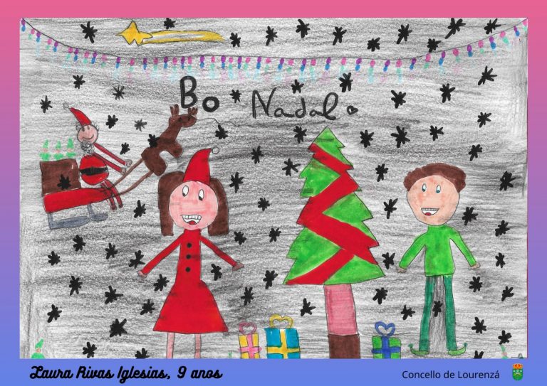 Laura, de nove anos, gañadora do concurso de postais do Concello de Lourenzá